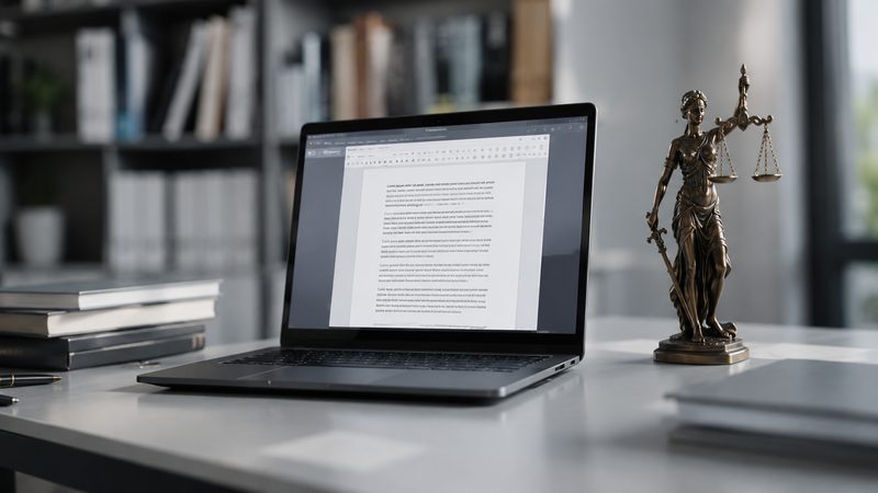 Postazione legal con documento digitale e infrastruttura sicura